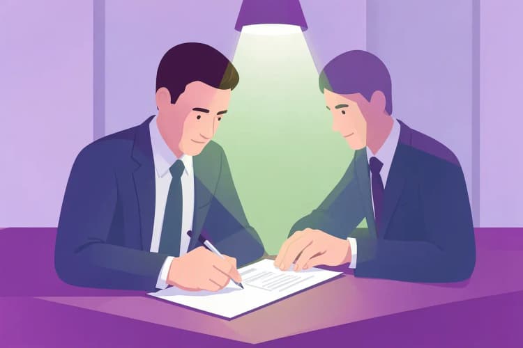 Homem assinando contrato de compra de imóvel em um escritório