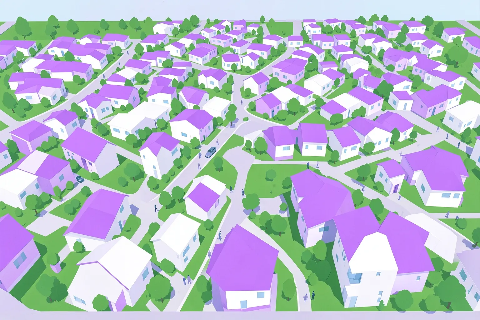 Vista aérea de um bairro planejado com casas e áreas verdes em Campinas