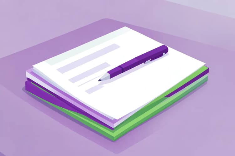 Uma pilha de documentos legais e uma caneta sobre uma mesa, simbolizando a documentação necessária para a compra de um lote.